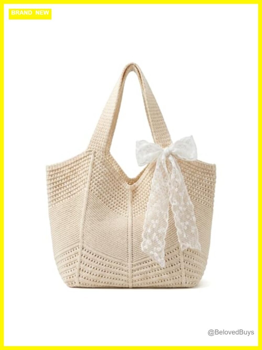 Bohemian Crochet Knit Tote, Large Foldable Mesh Beach & Travel Handbag